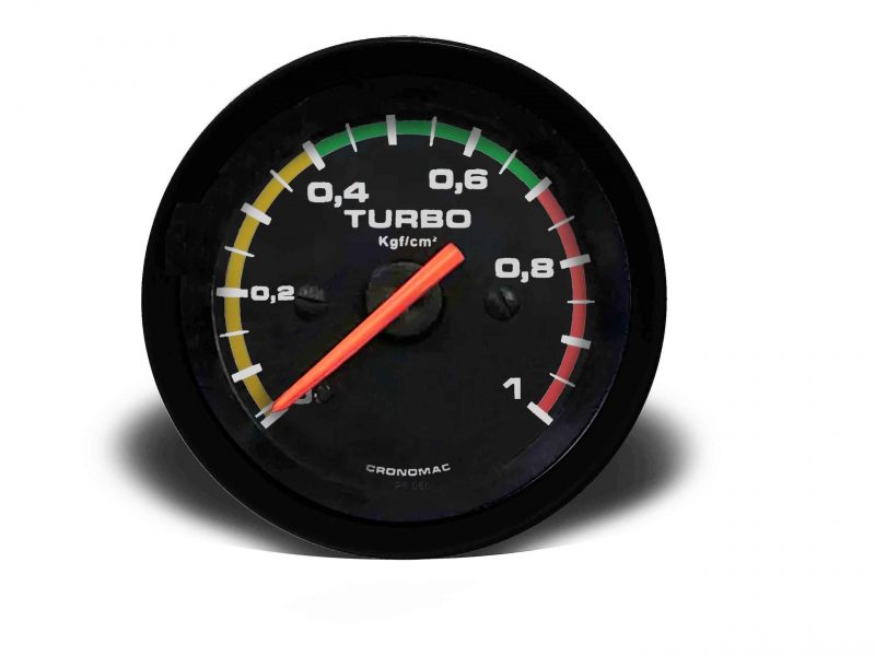 Manômetro Pressão Turbo 52mm Mecânico 1kg Street - Preto c/ faixa