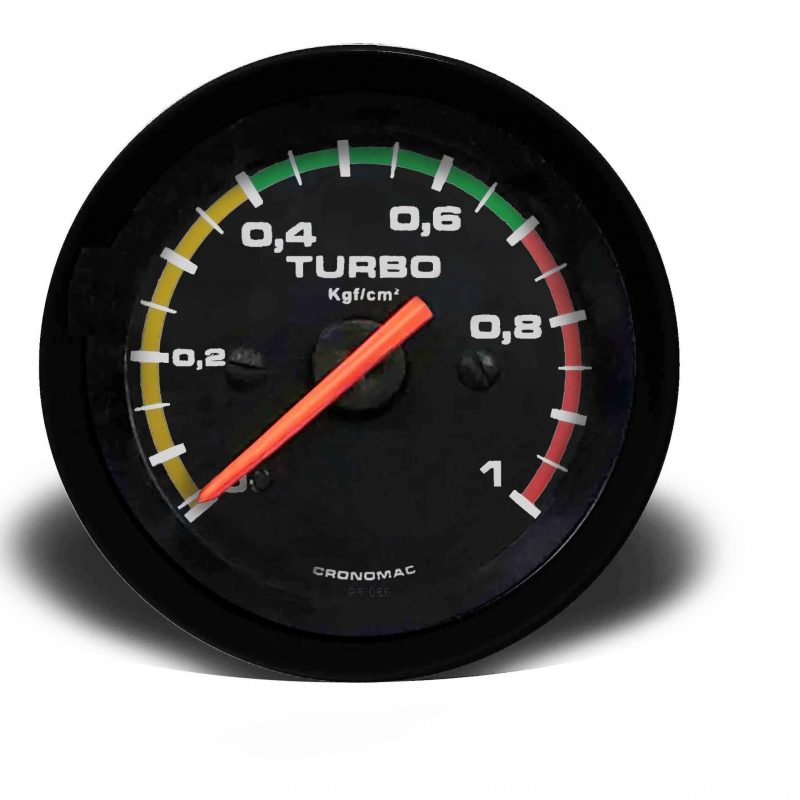 Manômetro Pressão Turbo 52mm Mecânico 1kg Street - Preto c/ faixa