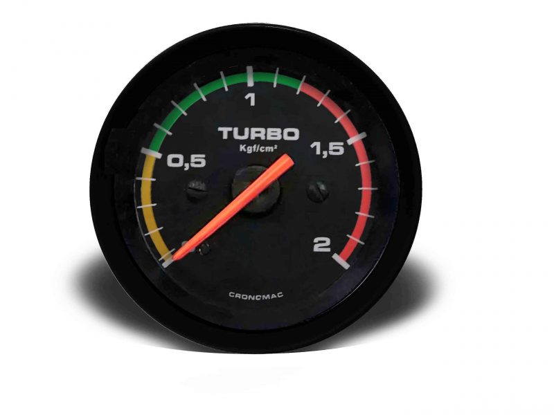 Manômetro Pressão Turbo 60mm Mecânico 2kg Street - Preto c/ faixa