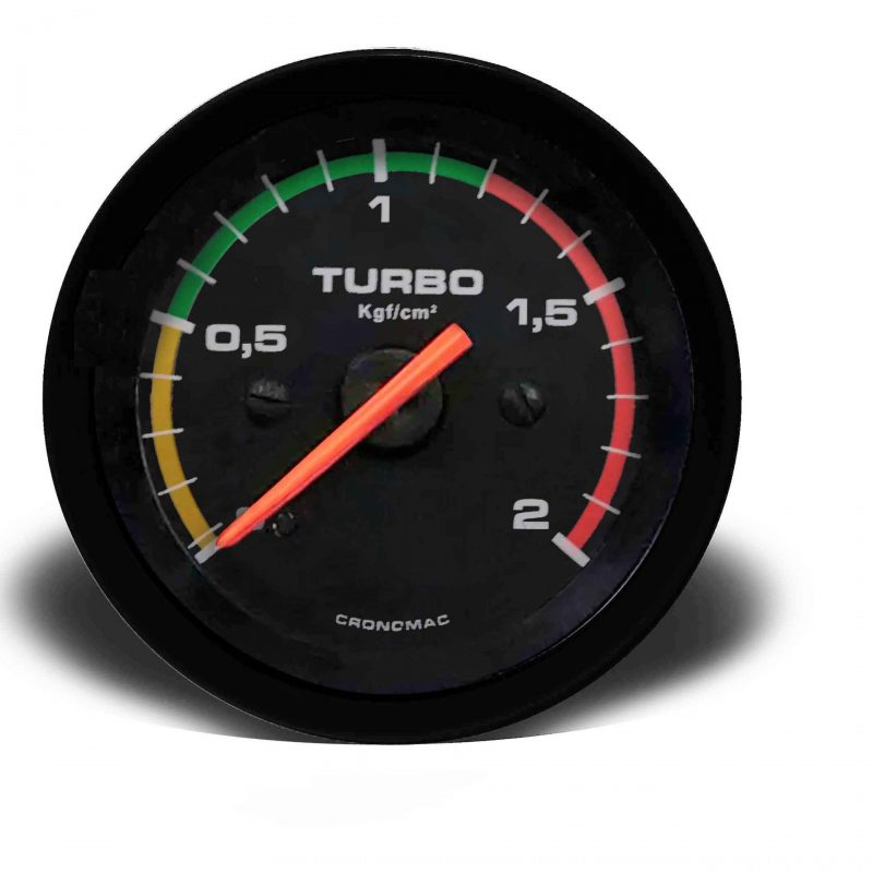 Manômetro Pressão Turbo 60mm Mecânico 2kg Street - Preto c/ faixa