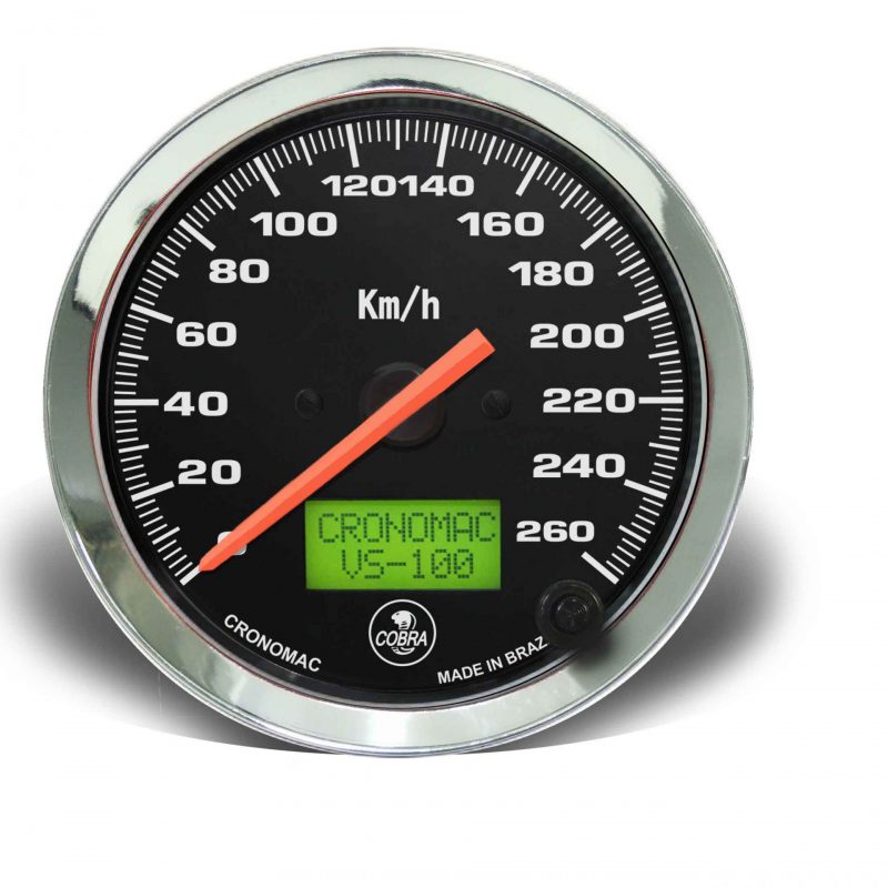 Velocímetro 100mm Eletrônico  260kmh Display Digital Shelby Cobra - Preto