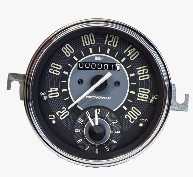 Velocímetro 110mm Mecânico 200kmh VW - Bege - Com Relogio de Horas