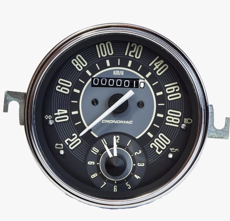 Velocímetro 110mm Mecânico 200kmh VW - Bege - Com Relogio de Horas