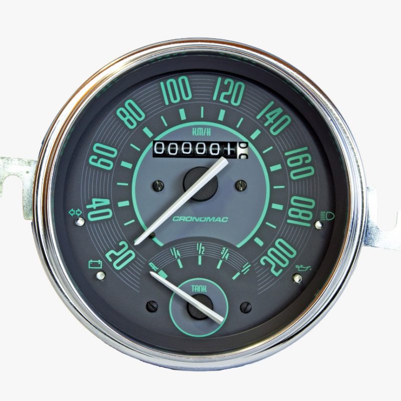 Velocímetro 110mm Mecânico 200kmh VW - Verde - Com Indicador de Combustível