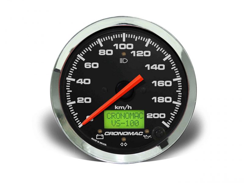 Velocímetro 100mm Eletrônico  200kmh Display Digital Croma - Preto com Sinaleira