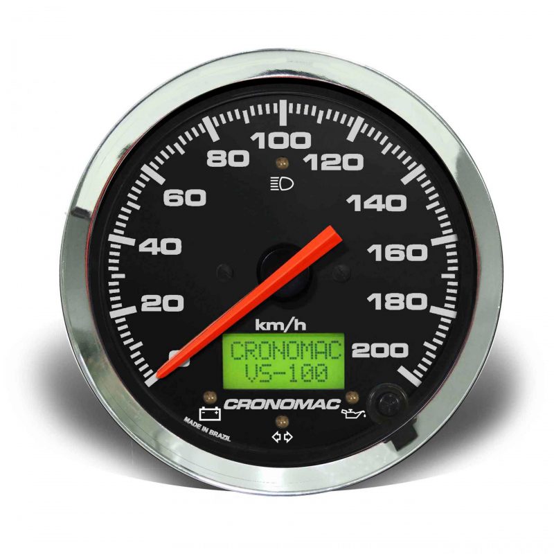 Velocímetro 100mm Eletrônico  200kmh Display Digital Croma - Preto com Sinaleira