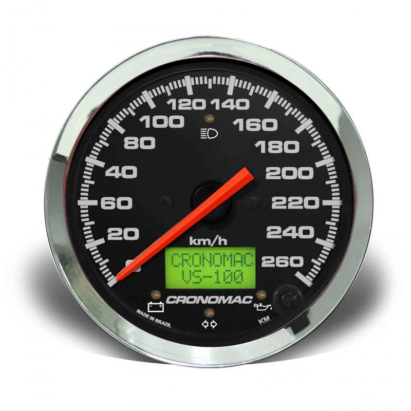 Velocímetro 100mm Eletrônico  260kmh Display Digital Croma - Preto com Sinaleira