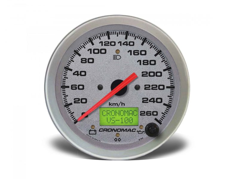 Velocímetro 100mm Eletrônico  260kmh Display Digital Racing Prata com Sinaleira
