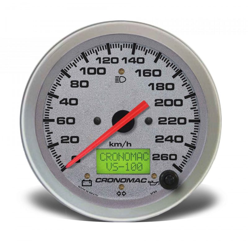 Velocímetro 100mm Eletrônico  260kmh Display Digital Racing Prata com Sinaleira