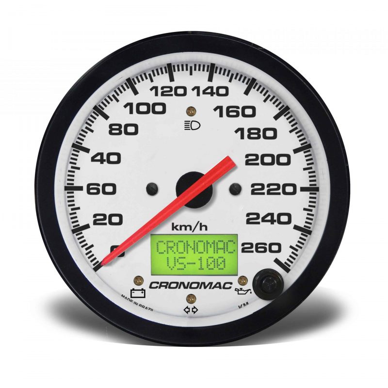 Velocímetro 100mm Eletrônico 260kmh Display Digital Street - Branco com Sinaleira