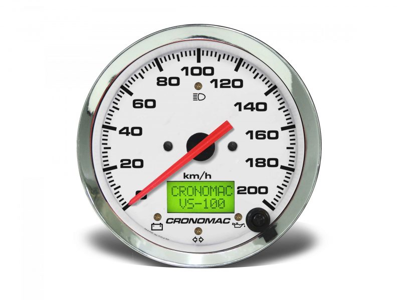 Velocímetro 100mm Eletrônico  200kmh Display Digital Croma - Branco com Sinaleira
