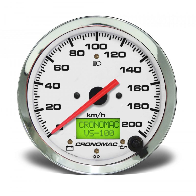 Velocímetro 100mm Eletrônico  200kmh Display Digital Croma - Branco com Sinaleira