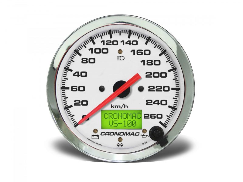 Velocímetro 100mm Eletrônico  260kmh Display Digital Croma - Branco com Sinaleira
