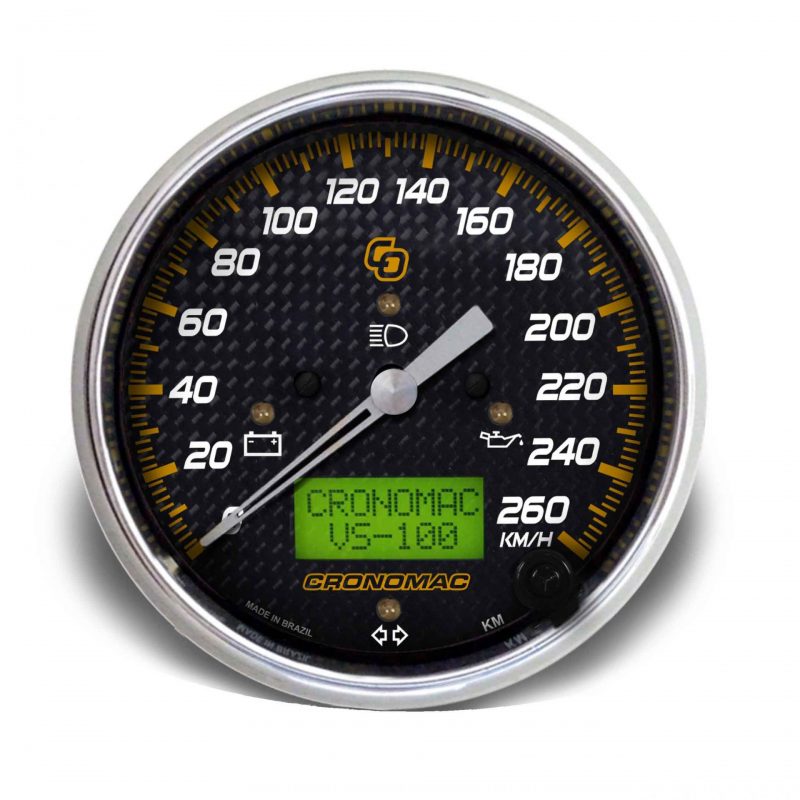 Velocímetro 100mm Eletrônico  260kmh Display Digital Carbono com Sinaleira