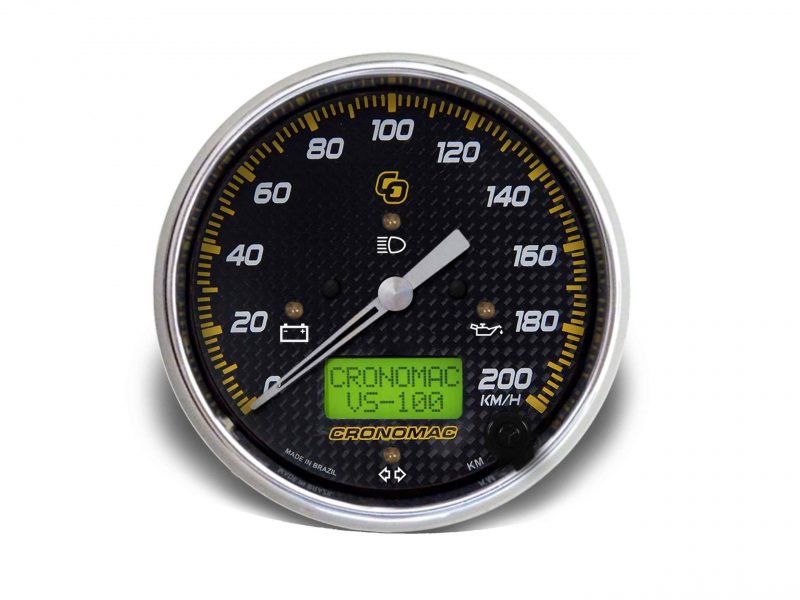 Velocímetro 100mm Eletrônico  200kmh Display Digital Carbono com Sinaleira