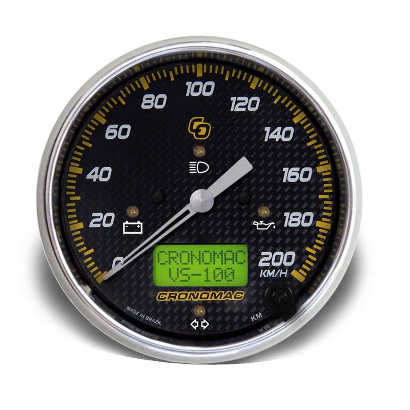 Velocímetro 100mm Eletrônico  200kmh Display Digital Carbono com Sinaleira