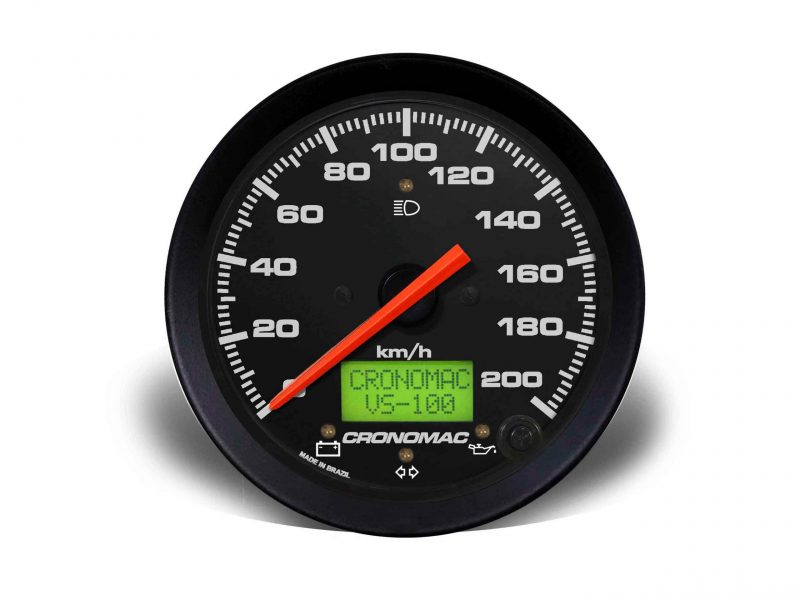 Velocímetro 100mm Eletrônico 200kmh Display Digital Street - Preto com Sinaleira