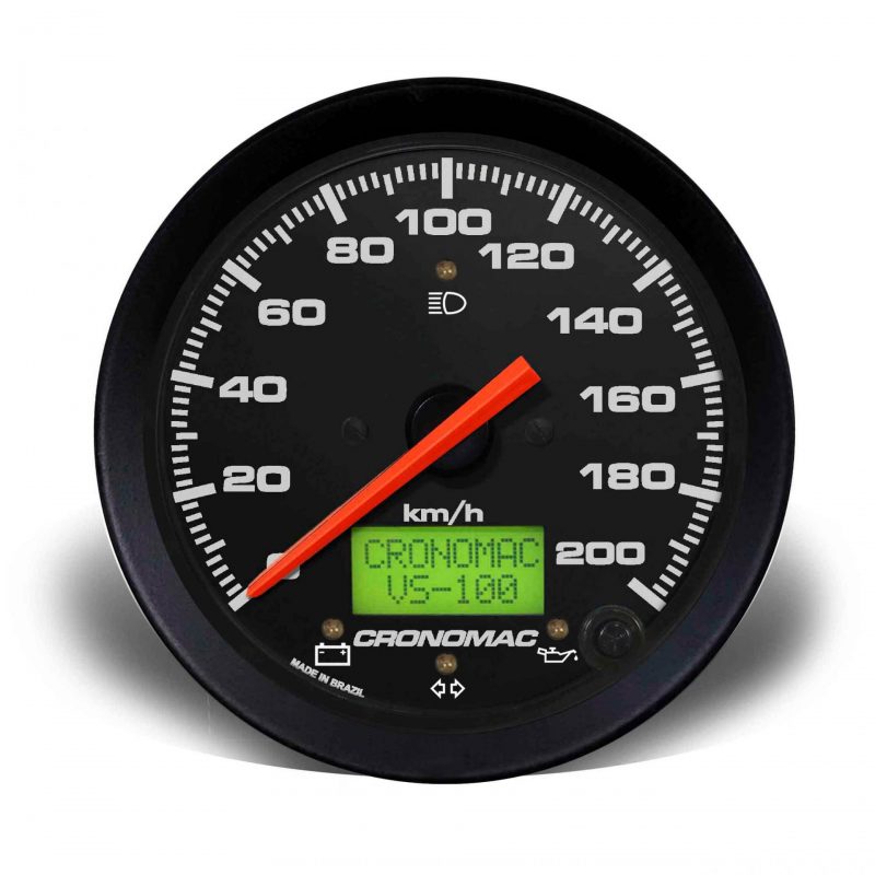Velocímetro 100mm Eletrônico 200kmh Display Digital Street - Preto com Sinaleira