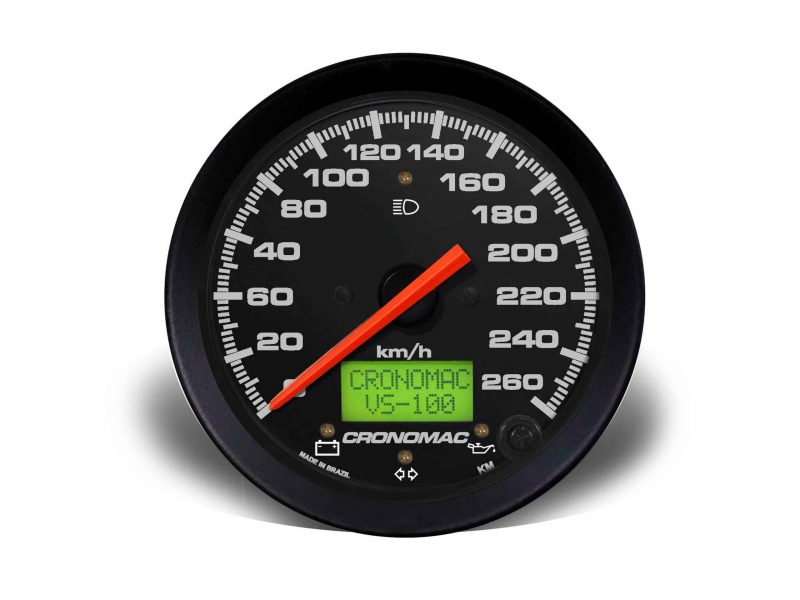 Velocímetro 100mm Eletrônico 260kmh Display Digital Street - Preto com Sinaleira