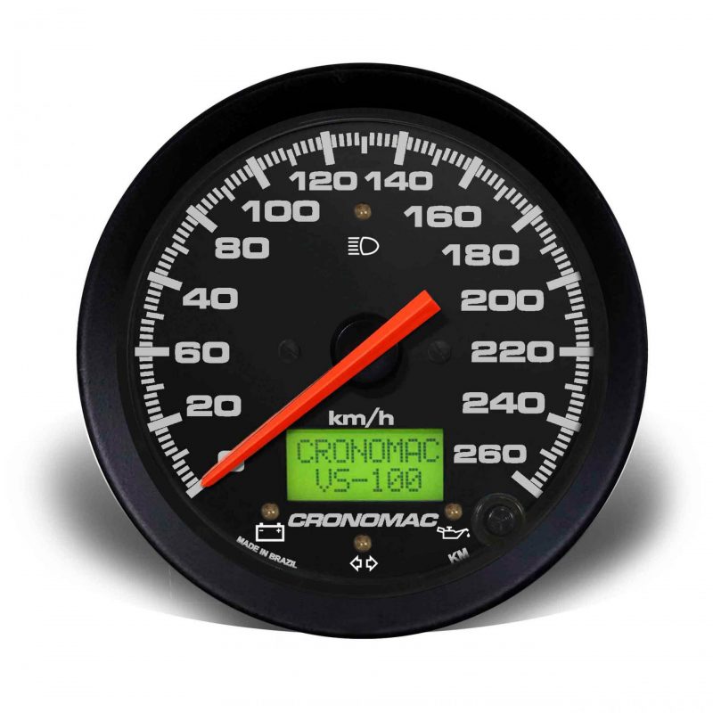 Velocímetro 100mm Eletrônico 260kmh Display Digital Street - Preto com Sinaleira