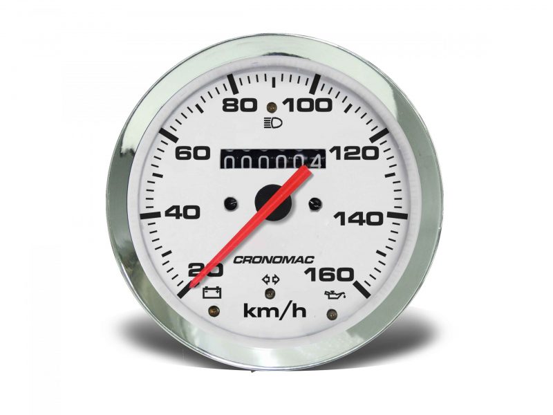 Velocímetro 100mm Mecânico 160kmh  Croma - Branco W 0.5 - 1 Hodômetro Com Sinaleira