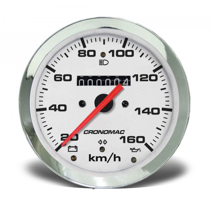 Velocímetro 100mm Mecânico 160kmh  Croma - Branco W 0.5 - 1 Hodômetro Com Sinaleira