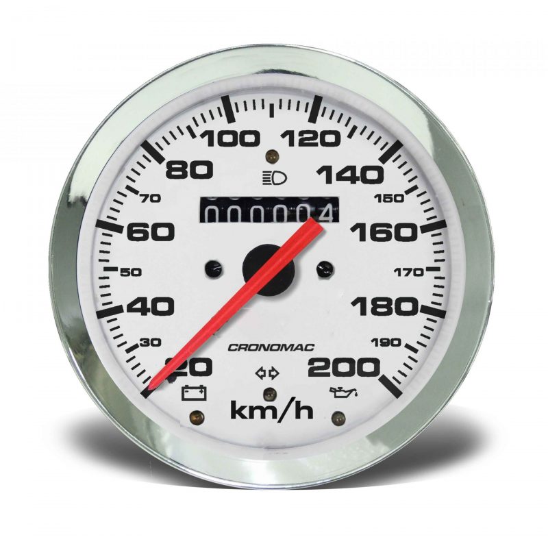 Velocímetro 100mm Mecânico 200kmh Croma - Branco W 0.5 - 1 Hodômetro com Sinaleira
