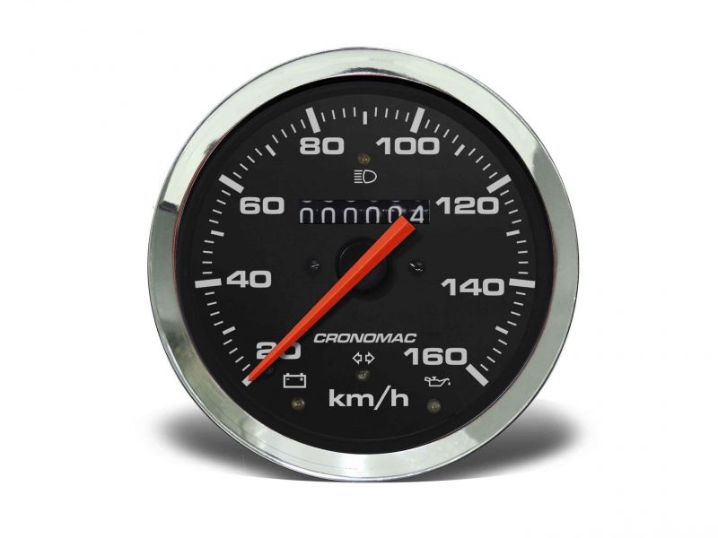 Velocímetro 100mm Mecânico 160kmh Croma - Preto W 0.5 - 1 Hodômetro com Sinaleira