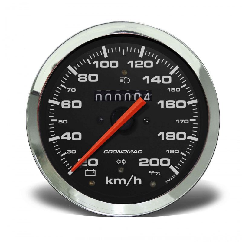 Velocímetro 100mm Mecânico 200kmh Croma - Preto W 0.5 - 1 Hodômetro com Sinaleira