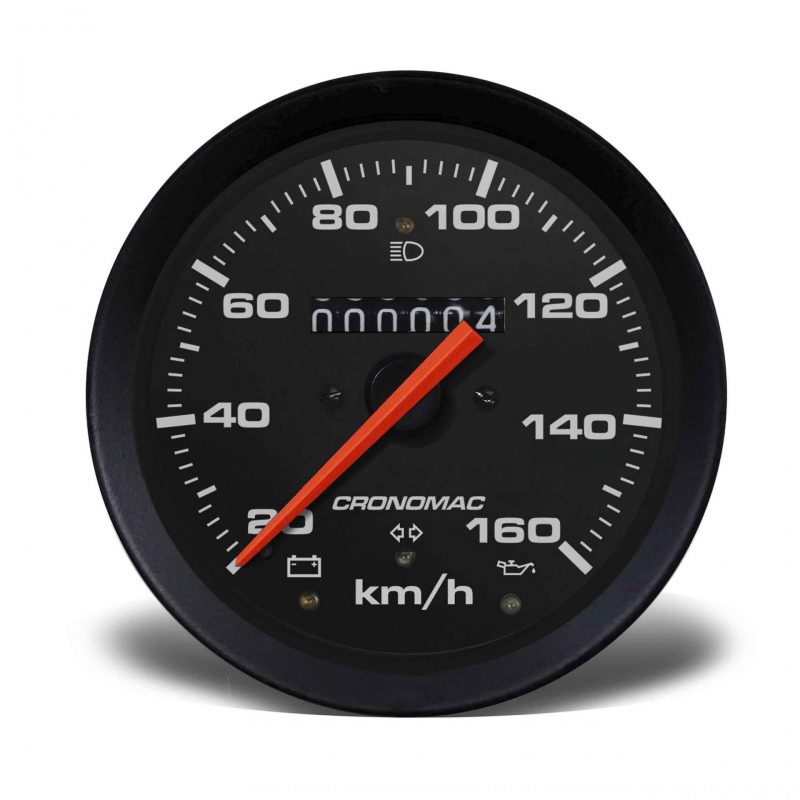 Velocímetro 100mm Mecânico 160kmh  Street - Preto W 0.5 - 1 Hodômetro com Sinaleira