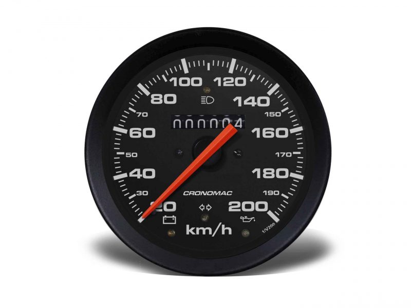 Velocímetro 100mm Mecânico 200kmh Street - Preto W 0.5 - 1 Hodômetro com Sinaleira