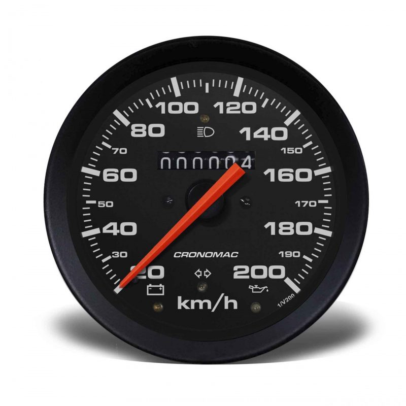 Velocímetro 100mm Mecânico 200kmh Street - Preto W 0.5 - 1 Hodômetro com Sinaleira