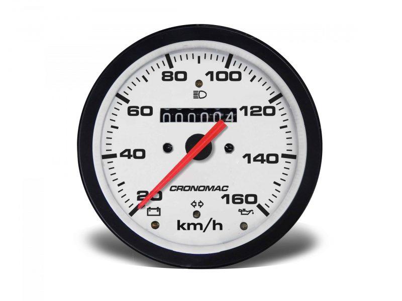 Velocímetro 100mm Mecânico 160kmh  Street - Branco W 0.5 - 1 Hodômetro com Sinaleira