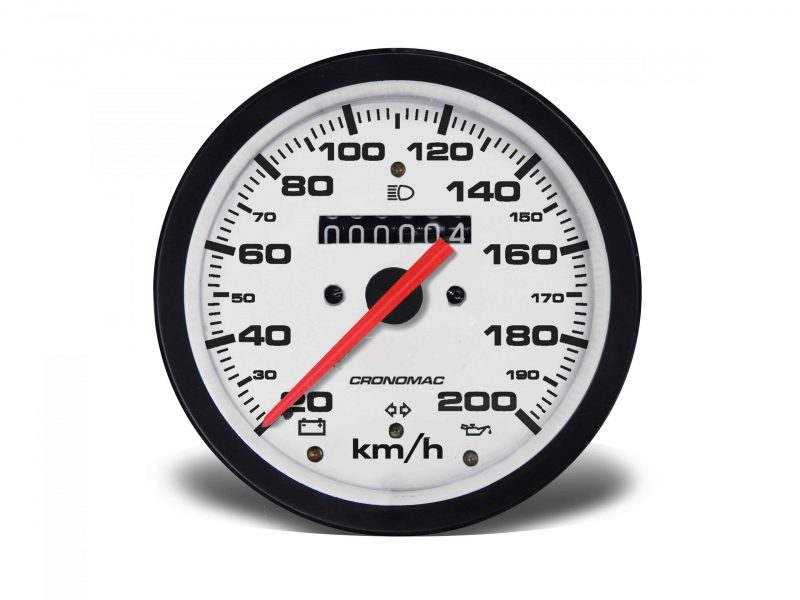 Velocímetro 100mm Mecânico 200kmh Street - Branco W 0.5 -1 Hodômetro com Sinaleira