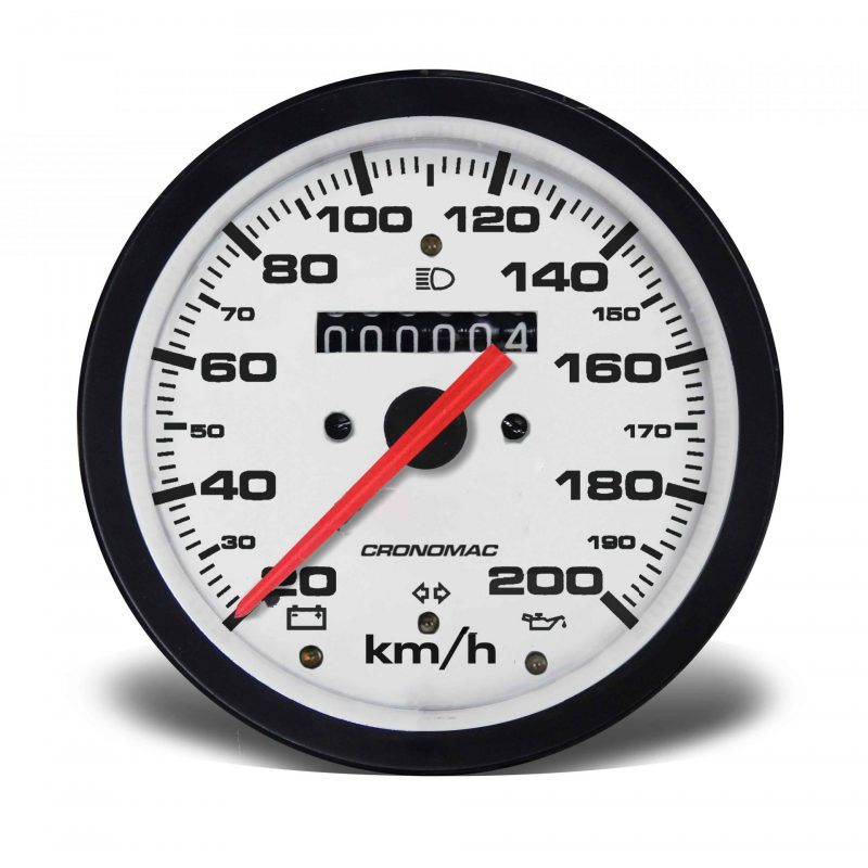 Velocímetro 100mm Mecânico 200kmh Street - Branco W 0.5 -1 Hodômetro com Sinaleira