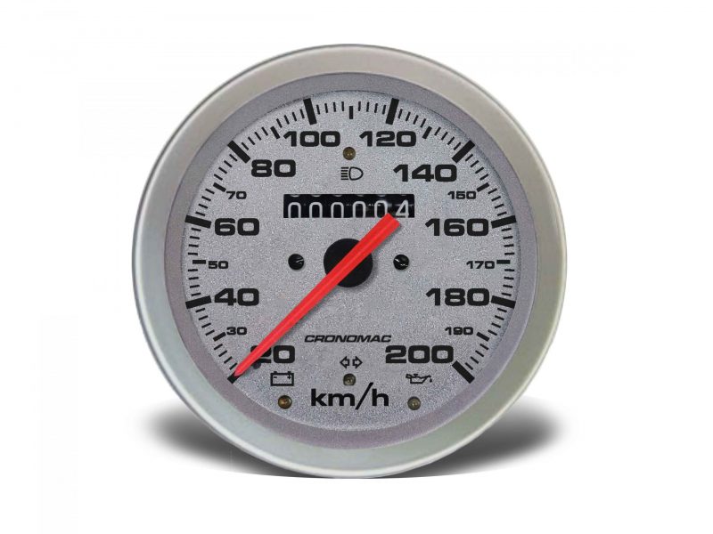 Velocímetro 100mm Mecânico 200kmh Racing W 0.5 - 1 Hodômetro com Sinaleira