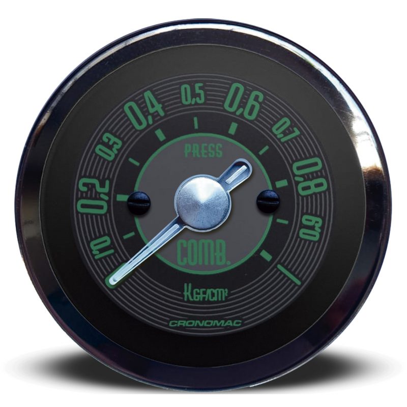 Manômetro Pressão Combustível 52mm Mecânico 1kg  OLD TIMER VW - Verde