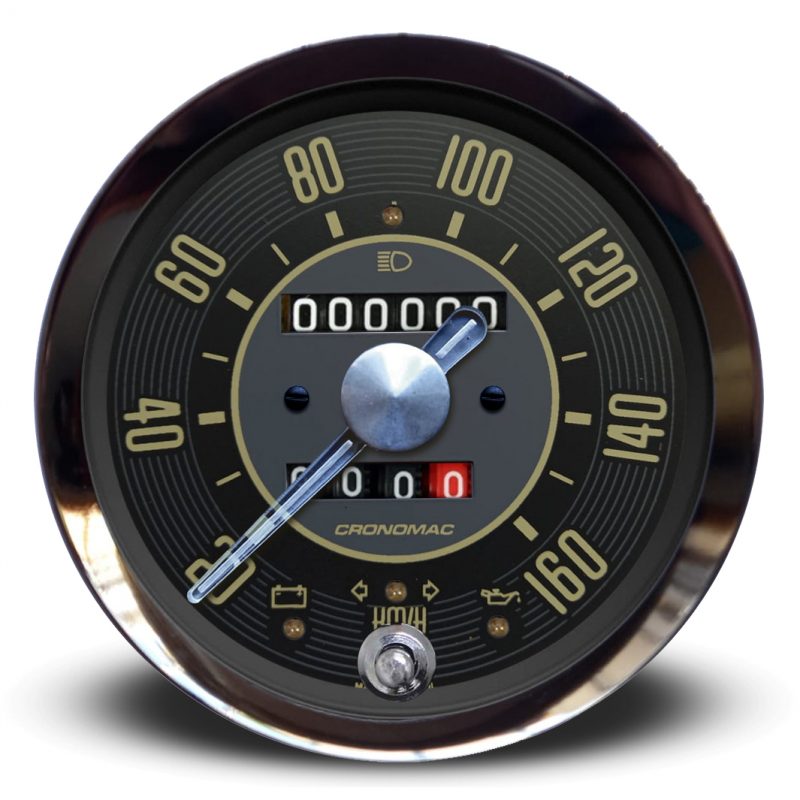 Velocímetro 100mm Mecânico 160kmh OLD TIMER VW - Bege 2 hodômetros com sinaleira