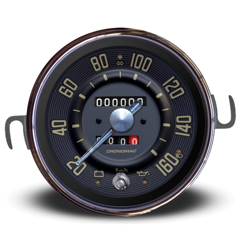 Velocímetro 110mm Mecânico 160kmh OLD TIMER VW - Bege 2 hodômetros com sinaleira